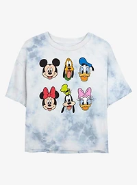 Disney Mickey Mouse And Friends Faces Womens Tie-Dye Crop T-Shirt