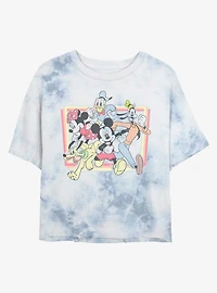 Disney Mickey Mouse Group Womens Tie-Dye Crop T-Shirt