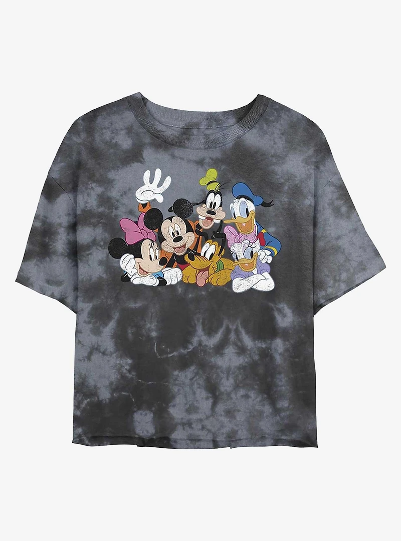 Disney Mickey Mouse And Friends Womens Tie-Dye Crop T-Shirt