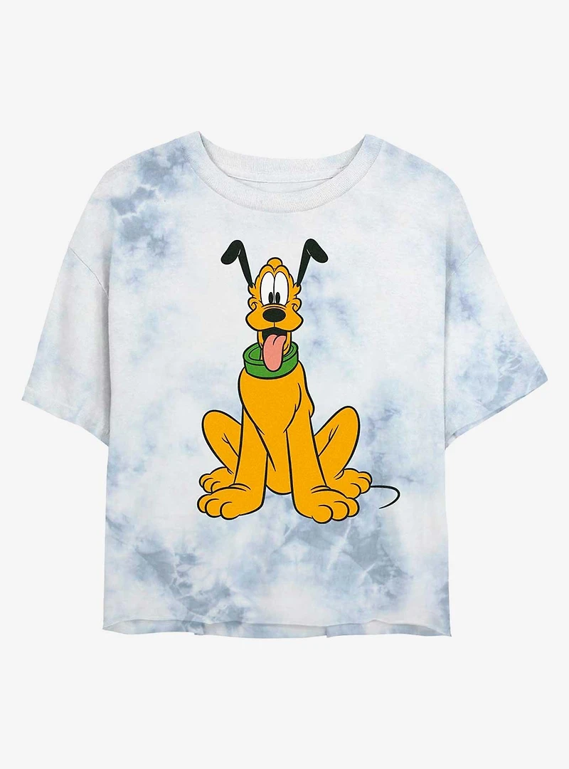 Disney Pluto Traditional Womens Tie-Dye Crop T-Shirt