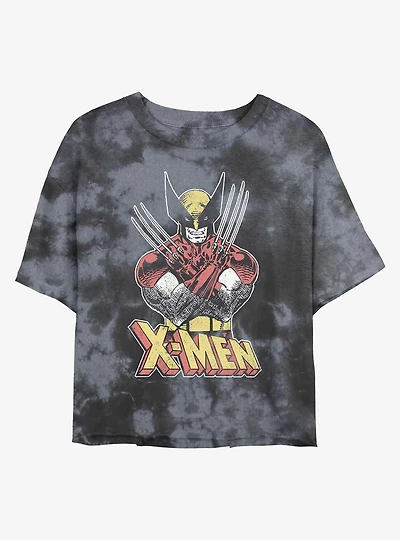 Marvel X-Men Vintage Wolverine Womens Tie-Dye Crop T-Shirt
