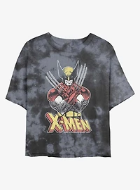 Marvel X-Men Vintage Wolverine Womens Tie-Dye Crop T-Shirt