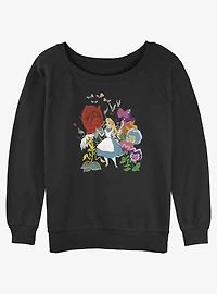 Disney Alice Wonderland Flower Afternoon Girls Slouchy Sweatshirt