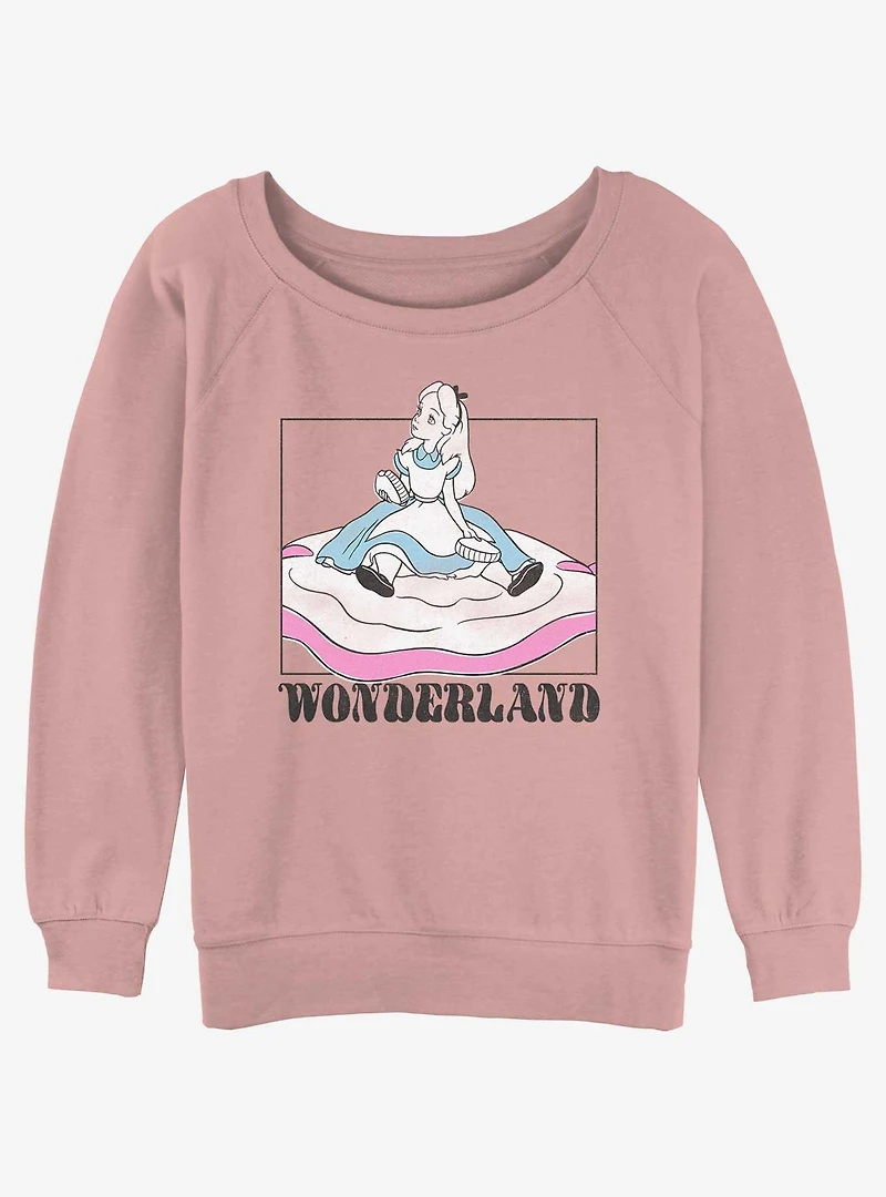 Disney Alice Wonderland Soft Pop Girls Slouchy Sweatshirt