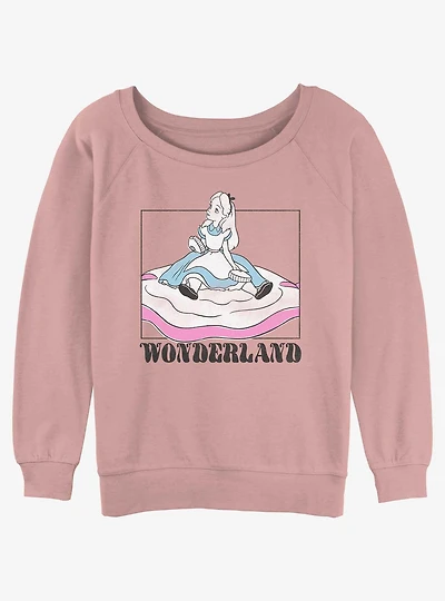Disney Alice Wonderland Soft Pop Girls Slouchy Sweatshirt