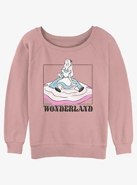 Disney Alice Wonderland Soft Pop Girls Slouchy Sweatshirt