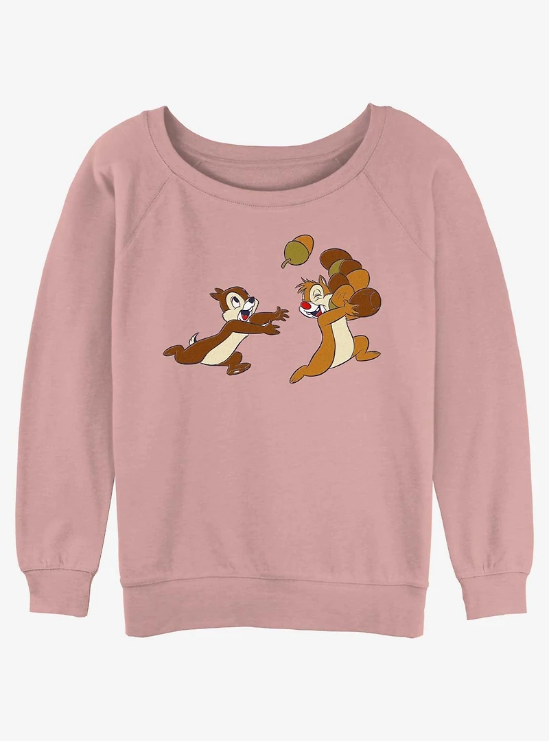 Disney Chip n' Dale Chasing Acorns Girls Slouchy Sweatshirt