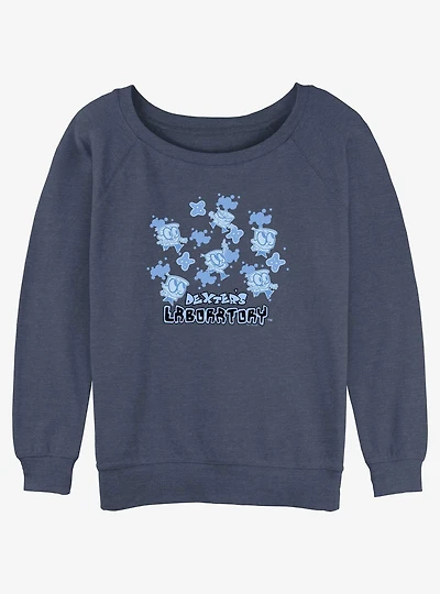 Cartoon Network Dexter's Laboratory Bacteria Pattern Girls Slouchy Sweatshirt