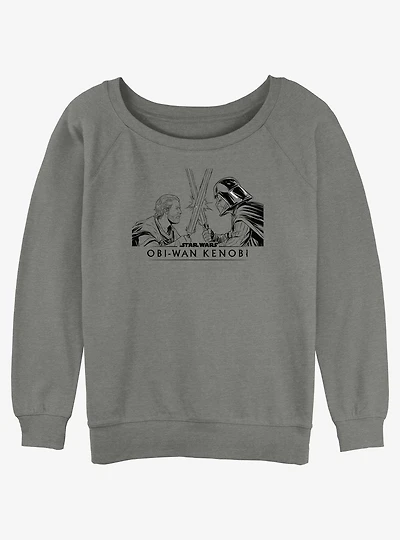Star Wars Kenobi and Vader Clash Girls Slouchy Sweatshirt