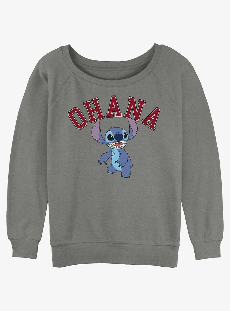 Disney Lilo & Stitch Ohana Collegiate Girls Slouchy Sweatshirt