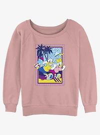 Disney Mickey Mouse Donald And Daisy Duck Run Girls Slouchy Sweatshirt