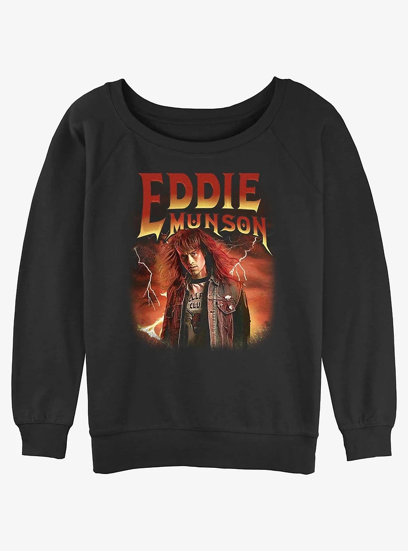 Stranger Things Metal Eddie Munson Girls Slouchy Sweatshirt