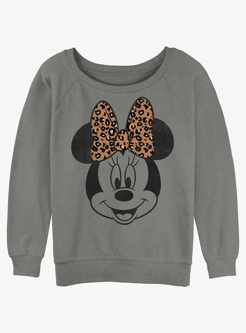 Disney Minnie Mouse Leopard Bow Girls Slouchy Sweatshirt