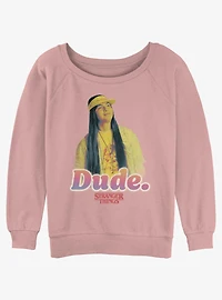 Stranger Things Argyle Surfer Dude Girls Slouchy Sweatshirt