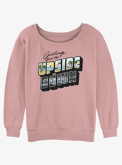 Stranger Things Upside Down Postcard Girls Slouchy Sweatshirt