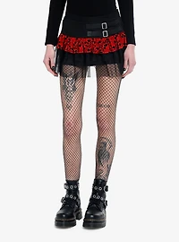 Social Collision Red Skull Tulle Mini Skirt