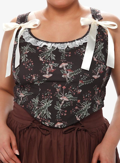 Thorn & Fable Mushroom Girls Corset Top Plus Size