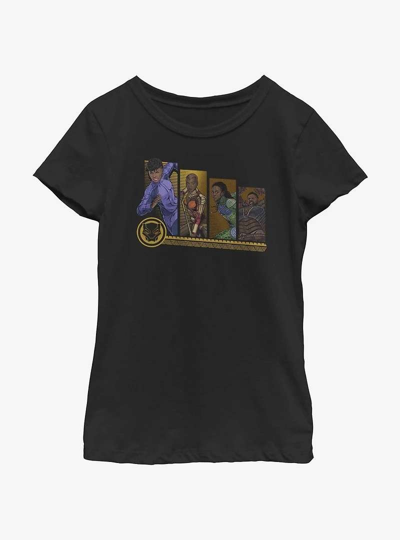 Marvel Black Panther: Wakanda Forever Hero Panels Youth Girls T-Shirt