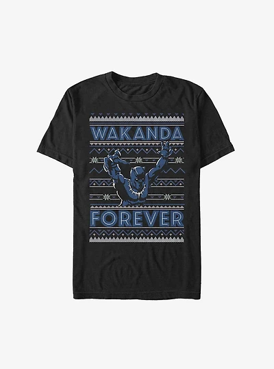 Marvel Black Panther Wakanda Forever Ugly Christmas T-Shirt