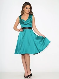 Teal Green Satin Swing Dress