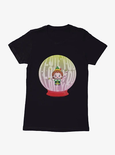 Elf I Love You Snowglobe Womens T-Shirt