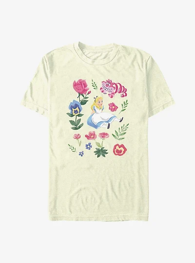 Disney Alice Wonderland Friends Flowers T-Shirt