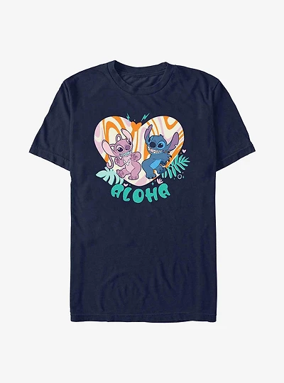 Disney Lilo & Stitch Angel and Groovy Heart T-Shirt