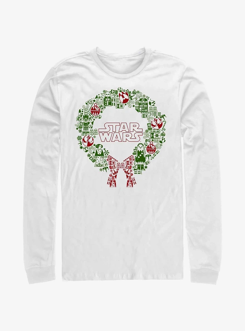 Star Wars Christmas Wreath Icon Fill Long-Sleeve T-Shirt