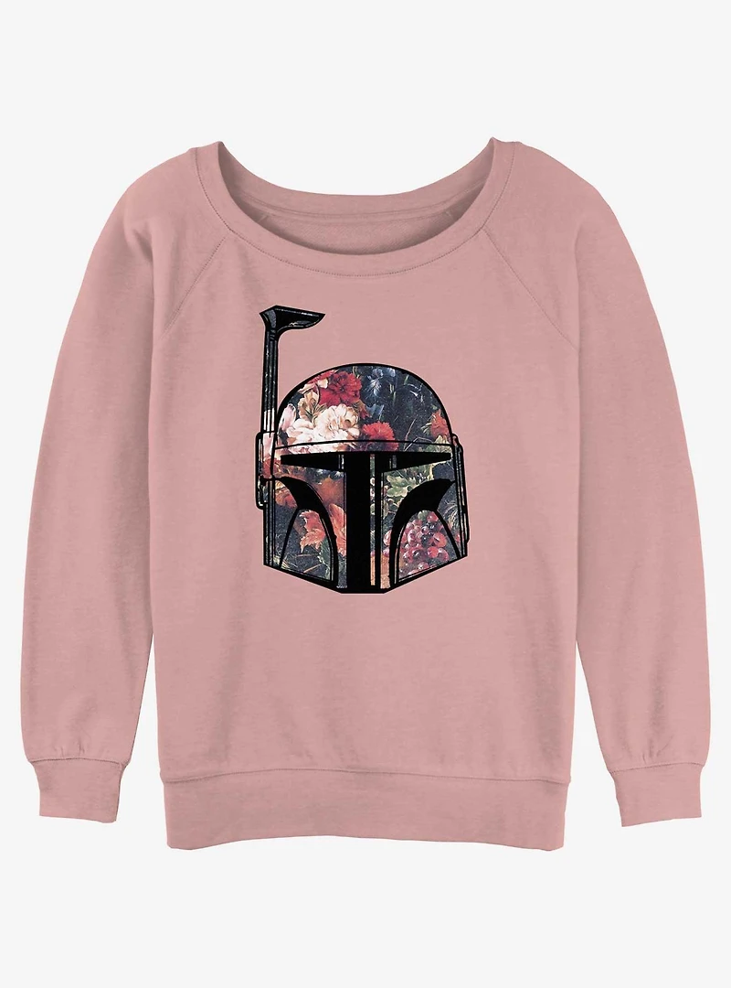 Star Wars Boba Floral Helmet Girls Slouchy Sweatshirt