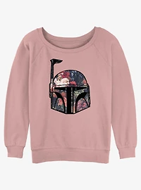 Star Wars Boba Floral Helmet Girls Slouchy Sweatshirt