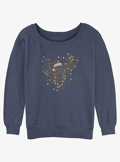 Star Wars Chewie Christmas Lights Girls Slouchy Sweatshirt