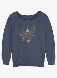 Star Wars Chewie Christmas Lights Girls Slouchy Sweatshirt