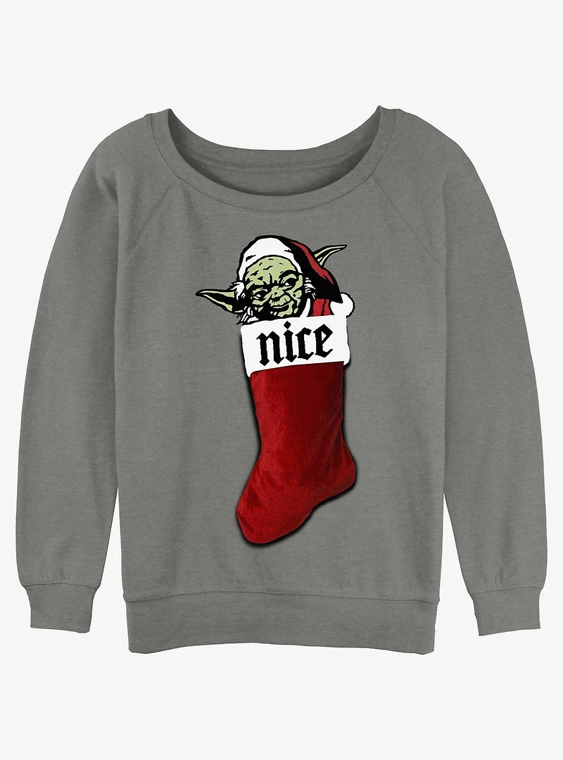Star Wars Yoda Stocking Girls Slouchy Sweatshirt