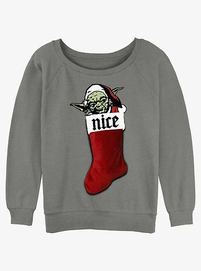 Star Wars Yoda Stocking Girls Slouchy Sweatshirt