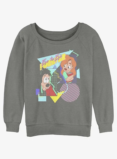 Disney Goofy Eye To 80's Girls Slouchy Sweatshirt