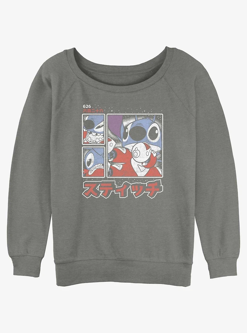 Disney Lilo & Stitch Pew Panels Girls Slouchy Sweatshirt