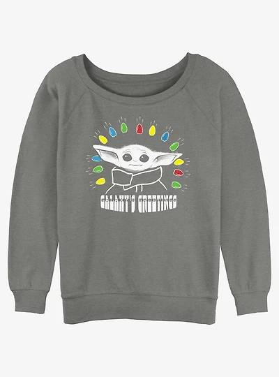 Star Wars The Mandalorian Child of Christmas Lights Girls Slouchy Sweatshirt