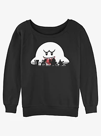 Nintendo Mario Big Boo Silhouettes Girls Slouchy Sweatshirt