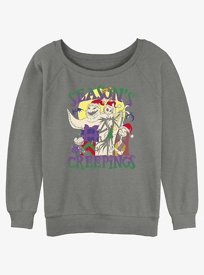 Disney The Nightmare Before Christmas Season's Creepings Oogie, Jack & Sally Girls Slouchy Sweatshirt
