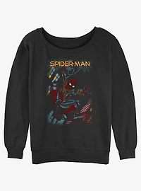 Marvel Spider-Man Slinging Cover Girls Slouchy Sweatshirt