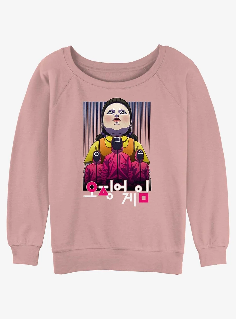 Squid Game Young-Hee Doll Always Watching Girls Slouchy Sweatshirt