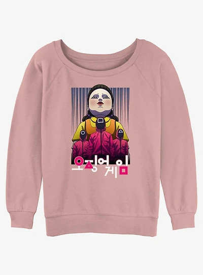 Squid Game Young-Hee Doll Always Watching Girls Slouchy Sweatshirt