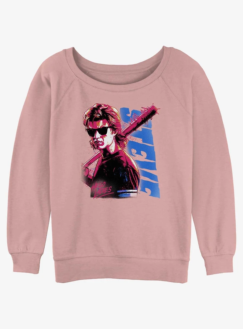 Stranger Things Hello Ladies Steve Girls Slouchy Sweatshirt