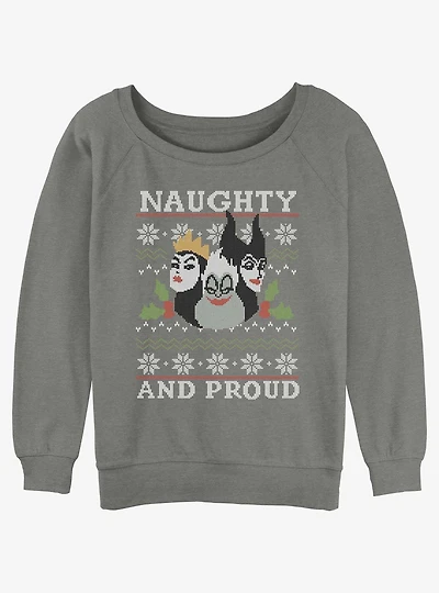 Disney Villains Naughty and Proud Ugly Christmas Girls Slouchy Sweatshirt