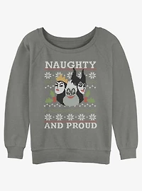 Disney Villains Naughty and Proud Ugly Christmas Girls Slouchy Sweatshirt