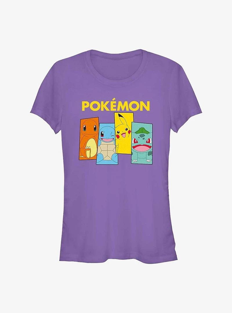 Pokemon Starter Pack Charmander, Squirtle, Pikachu, and Bulbasaur Girls T-Shirt
