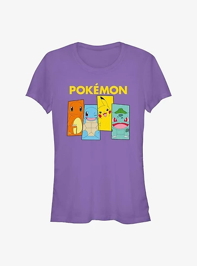 Pokemon Starter Pack Charmander, Squirtle, Pikachu, and Bulbasaur Girls T-Shirt