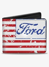 Ford Script Americana Flag Weathered Bifold Wallet