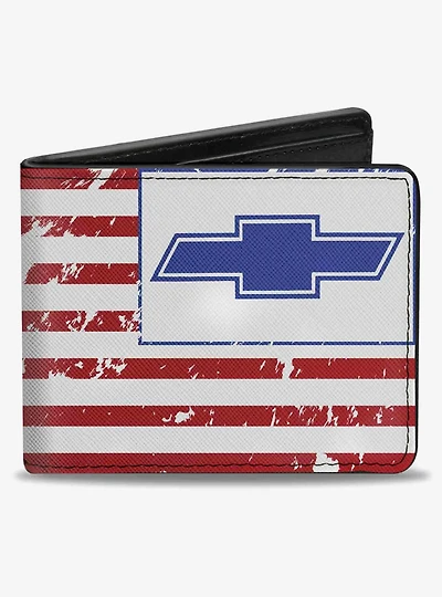 Chevrolet Bowtie Americana Flag Weathered Bifold Wallet