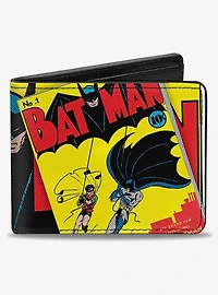 DC Comics Classic Batman Issue 1 Robin Batman Logo Close Up Cover Pose Bifold Wallet